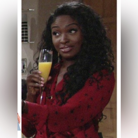 L’Agence 100% Silk Buttondown Red Black Star Women's Top Blouse Shirt Celestial - Picture 6 of 13